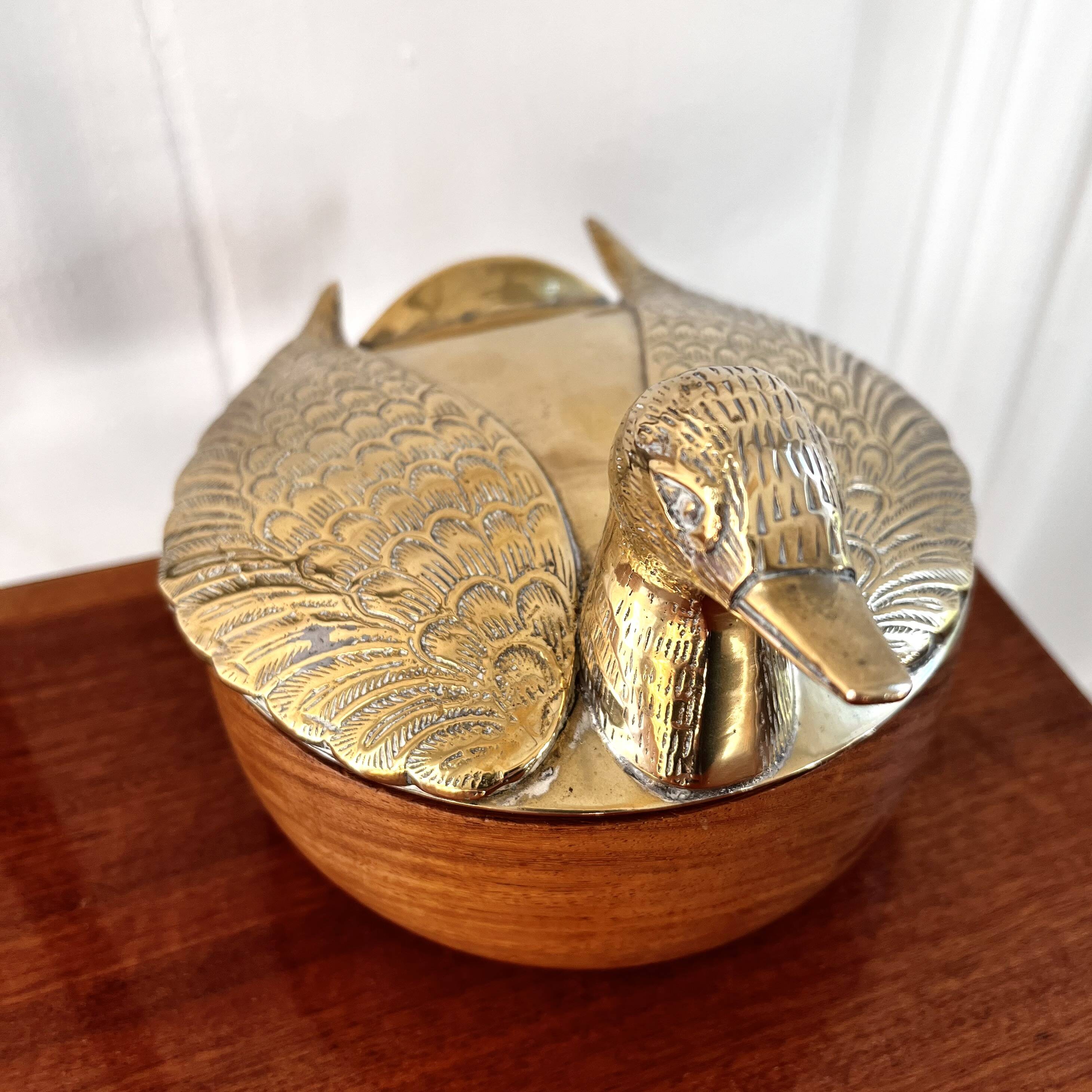 Brass duck wooden box