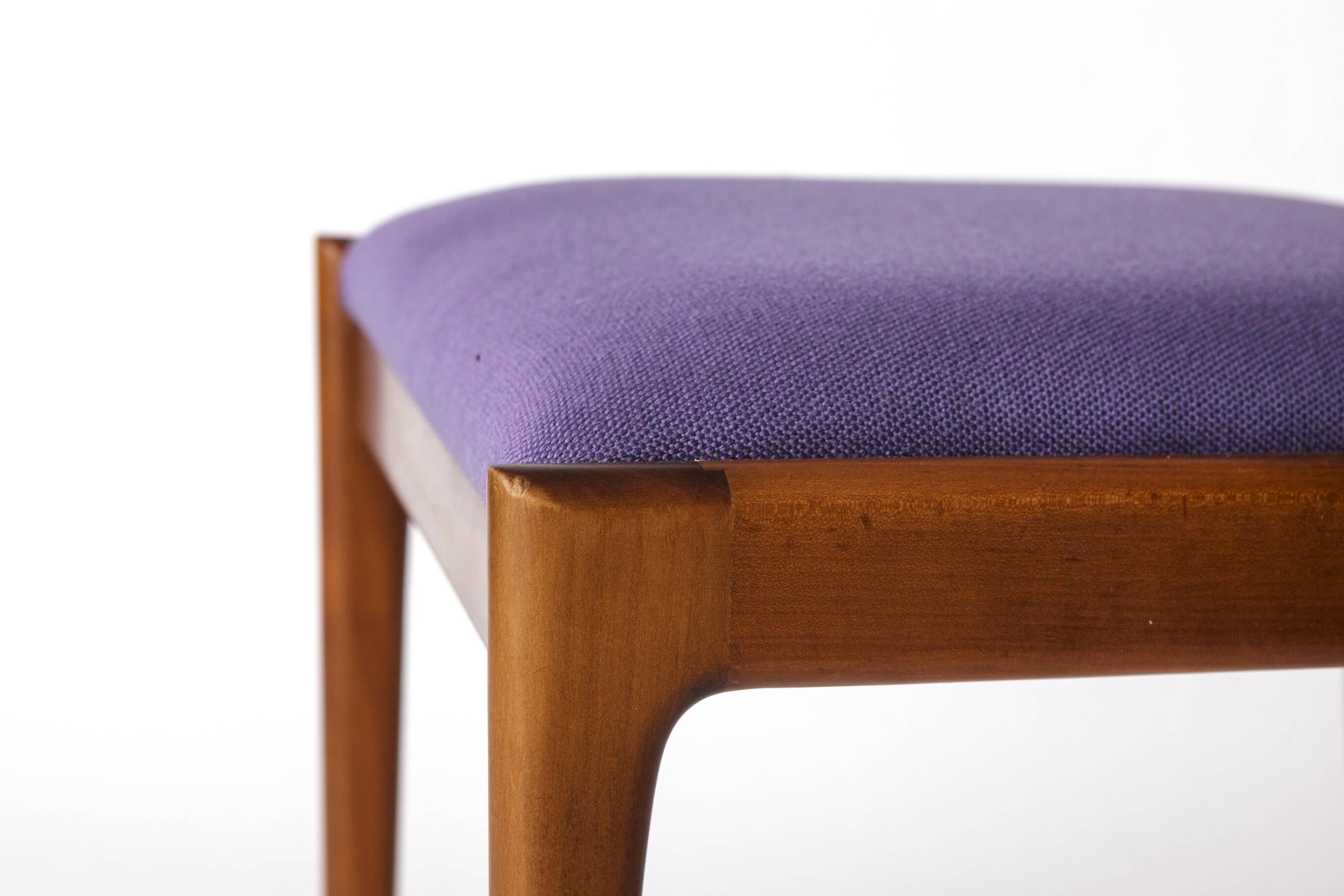 Set of 8 Vintage Chairs by Lübke – 1960s-70s Beech Wood & Violet Textile