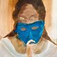 Signed painting of a female portrait at the Carnival of Venice "the blue mask"