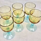 6 old two-tone George Sand wine glasses