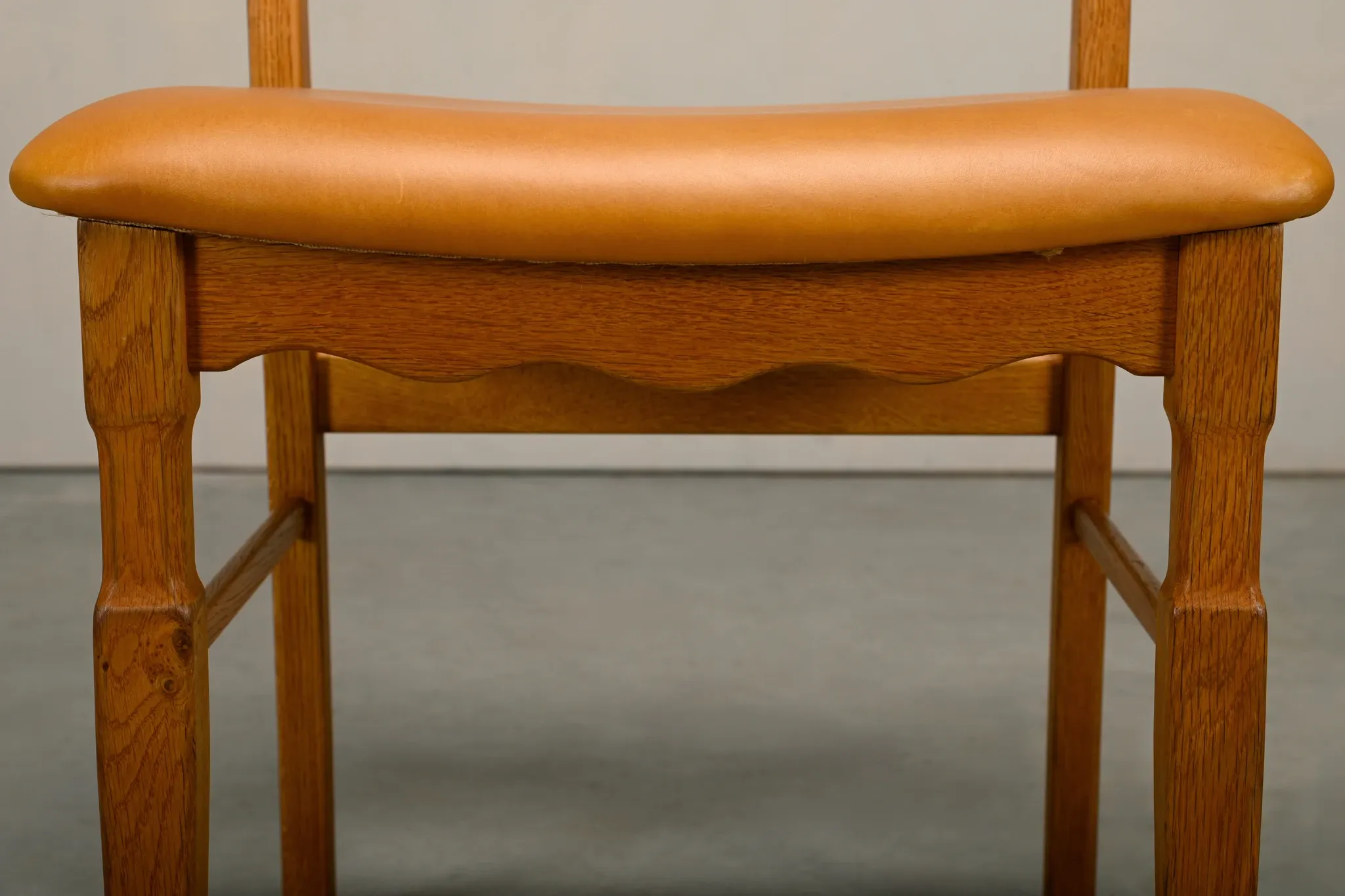 Razorblade style dining chairs by Henning Kjærnulf Oak and Leather Denmark