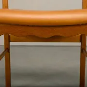 Chaises de salle à manger style Razorblade par Henning Kjærnulf en chêne et cuir, Danemark
