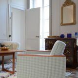 Cube armchair blue houndstooth