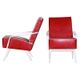 Mid-Century Red Leather and Beech Armchairs, Czechia, 1950s, Set of 2