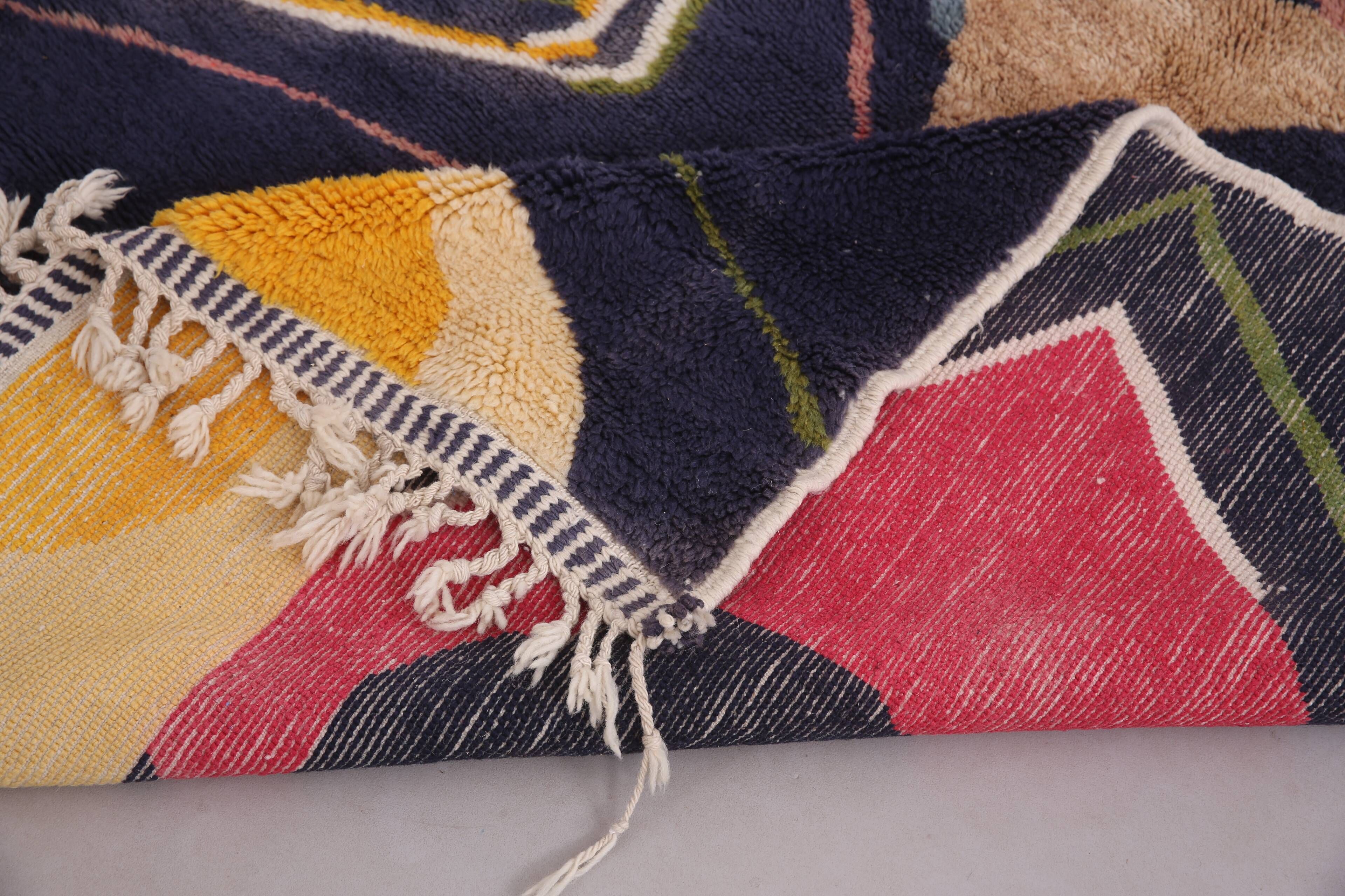 Vintage Abstract Beni Merirt Rug 180 x 225 cm, Beni Ourain Rug, Boho Rug