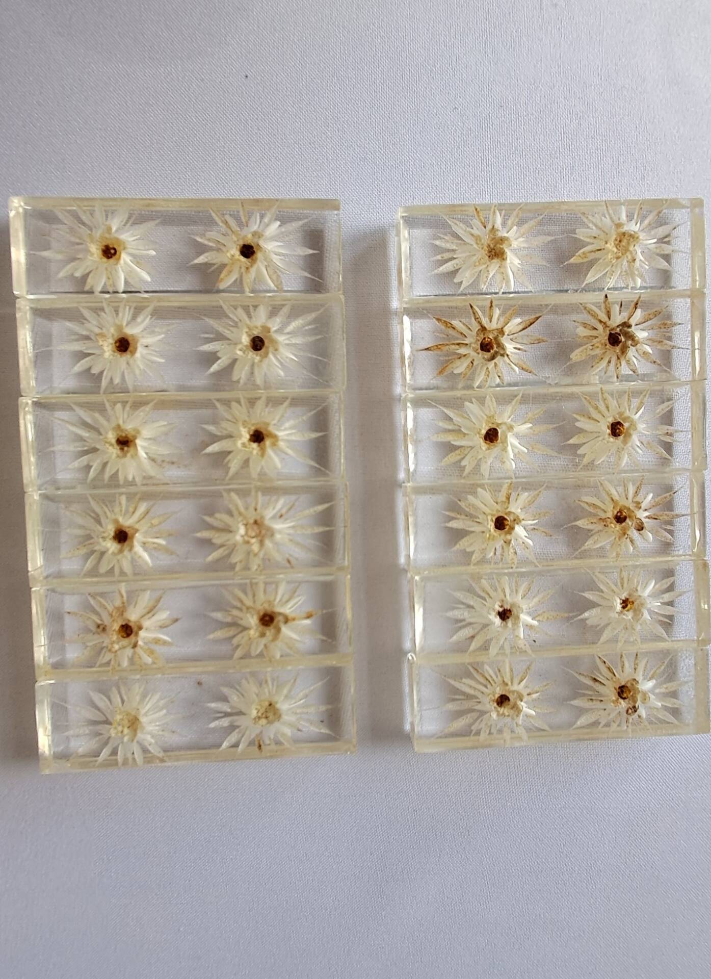 12 knife rests with resin inclusion. 1970s.