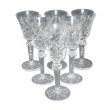 Cristallerie Lorraine, Series of 6 diamond cut crystal stemmed glasses 14.5cm