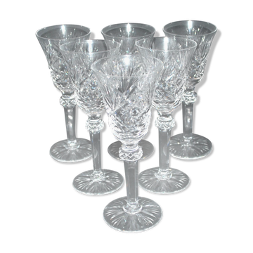 Cristallerie Lorraine, Series of 6 diamond cut crystal stemmed glasses 14.5cm