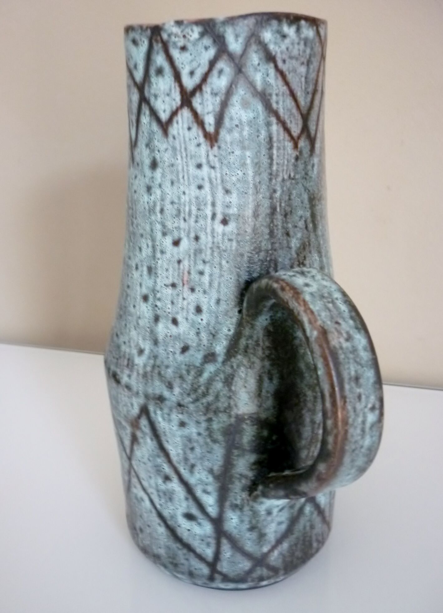 Pitcher signed Camos Vallauris, glazed ceramic, 60s/70s