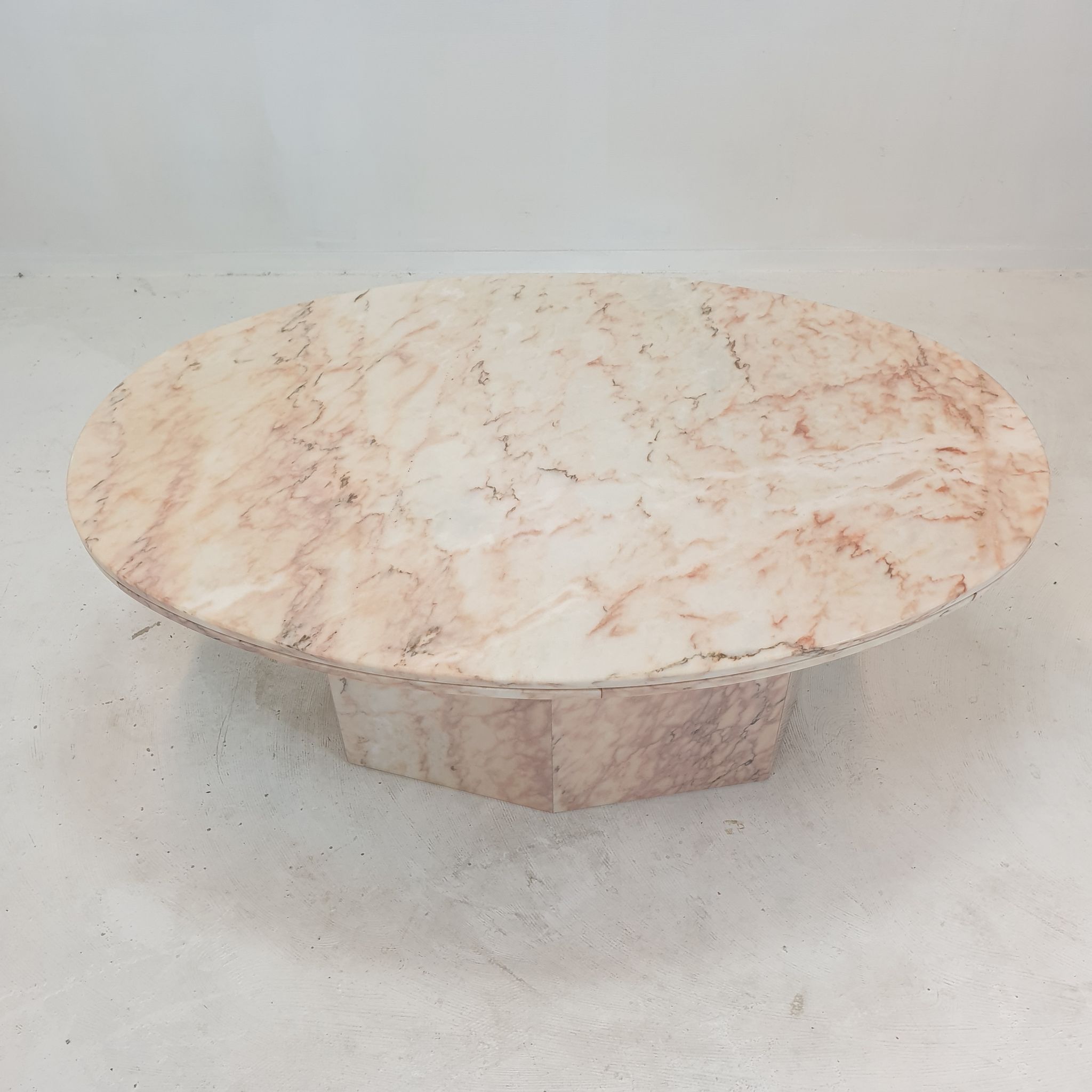 Italian marble oval coffee table, 1970's