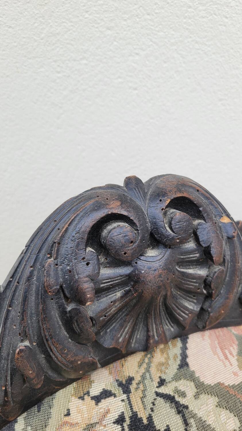 Napoleon III period armchair with floral tapestry, 19th century