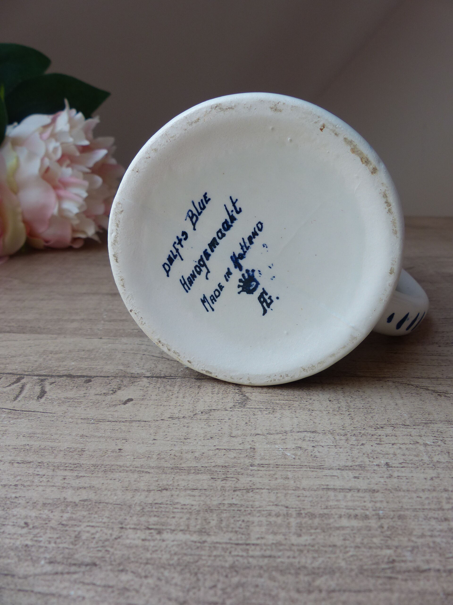 Mug ou chope à bière faïence de Delf Décor Moulins 10,5 cm