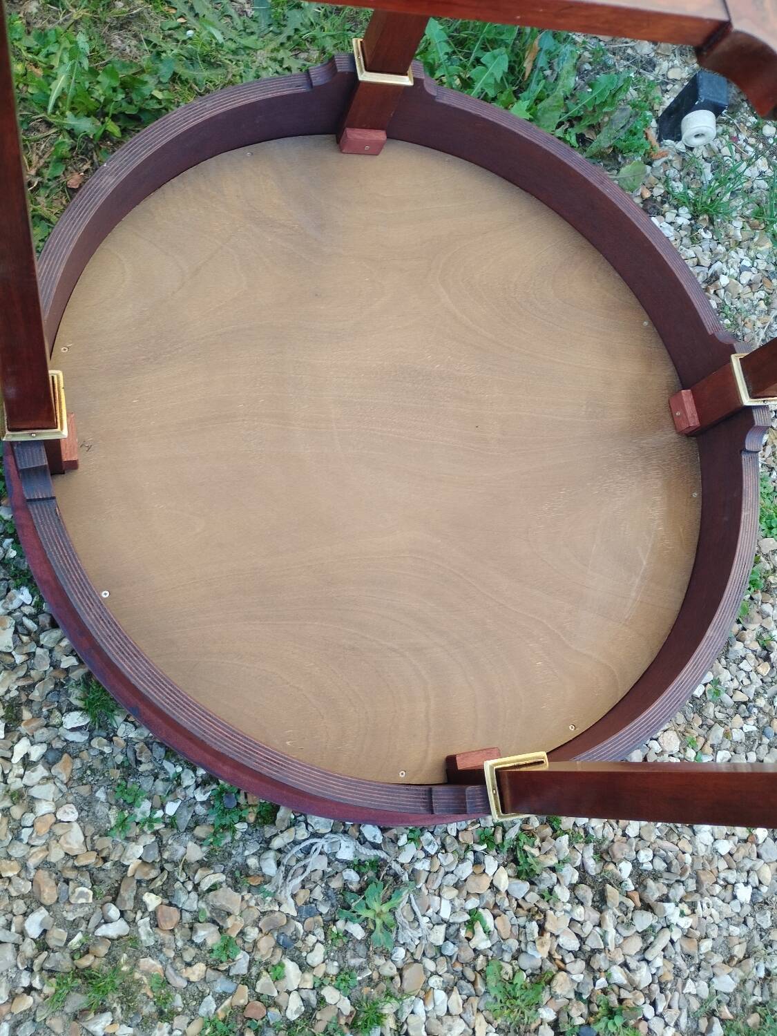 Antique Louis XVI style bouillotte table with marble top