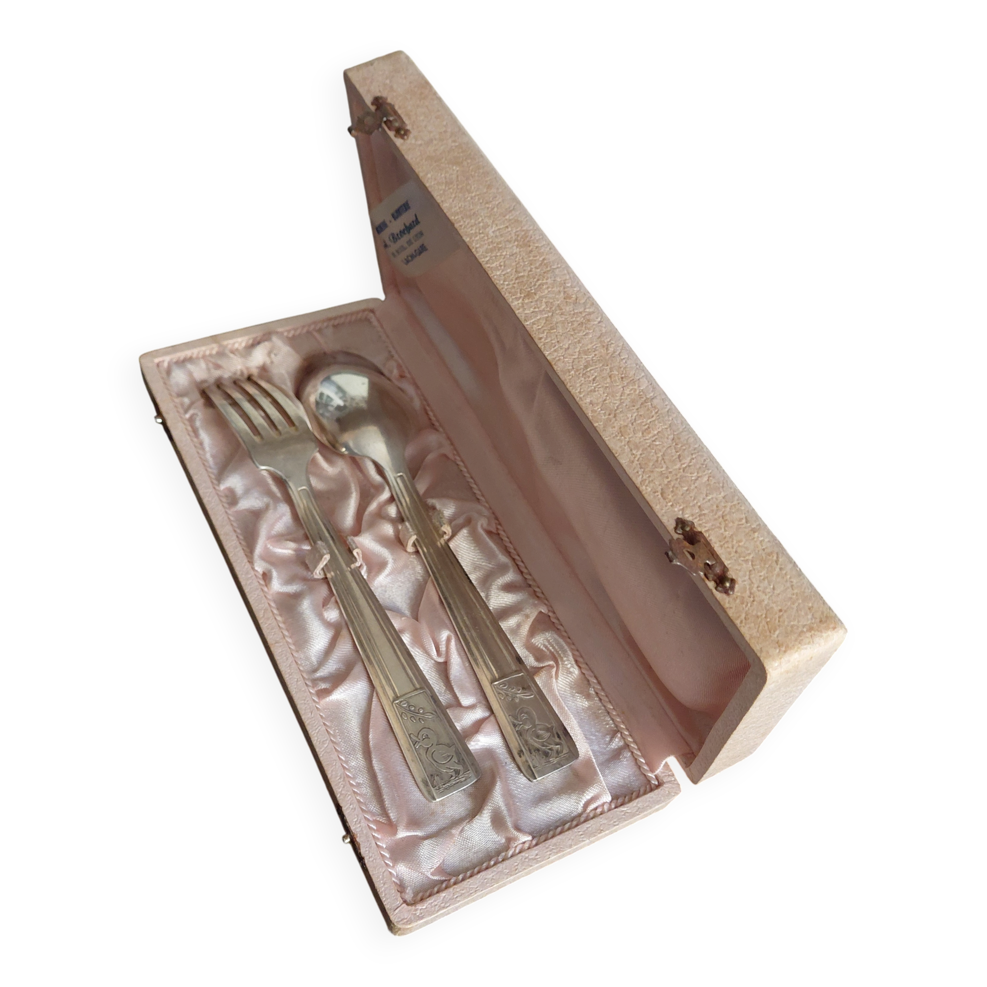 Children's cutlery in silver-plated metal