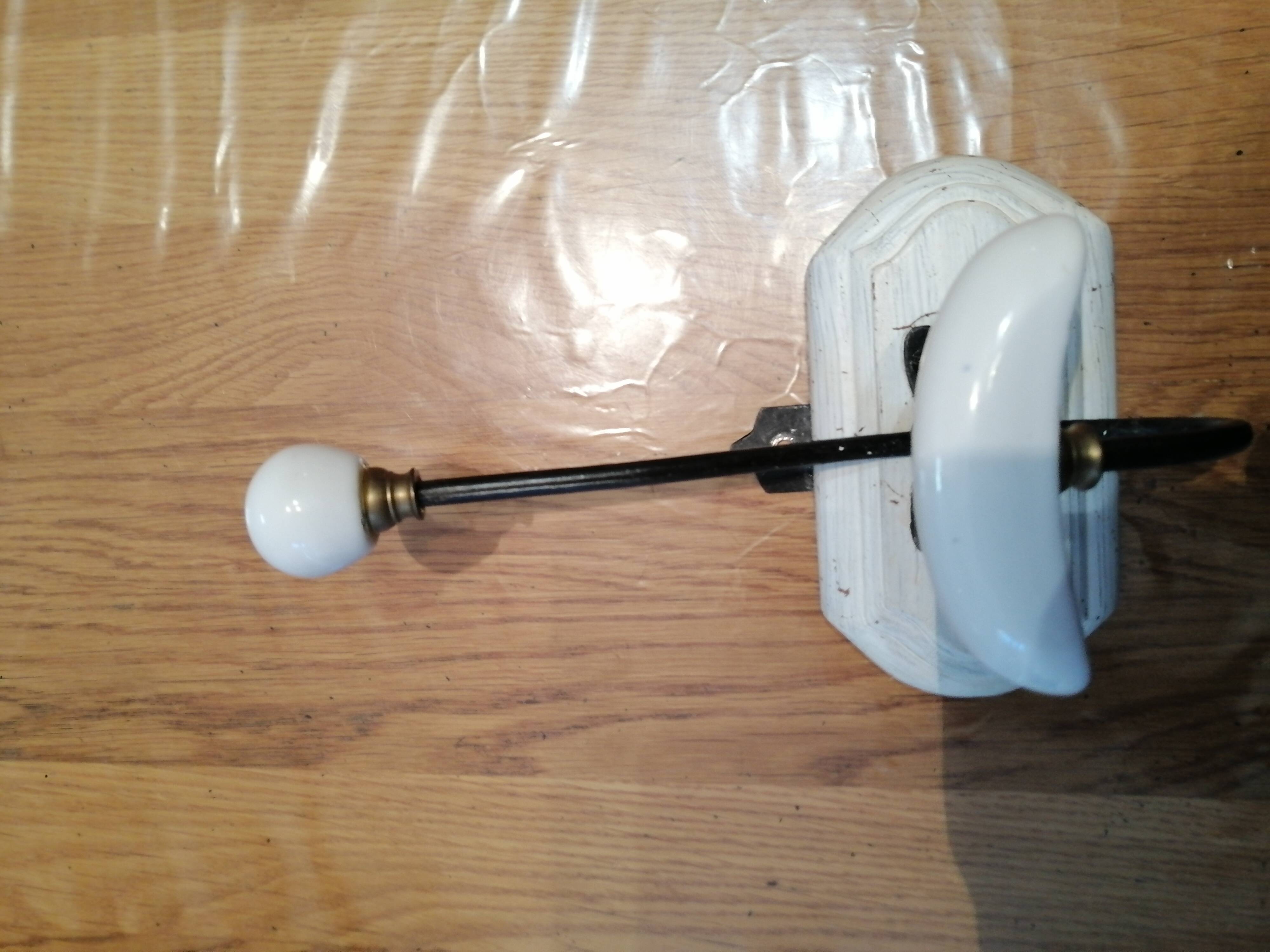 2 vintage wooden and ceramic coat hooks