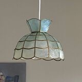 Suspension lampshade in bluish mother-of-pearl 1950