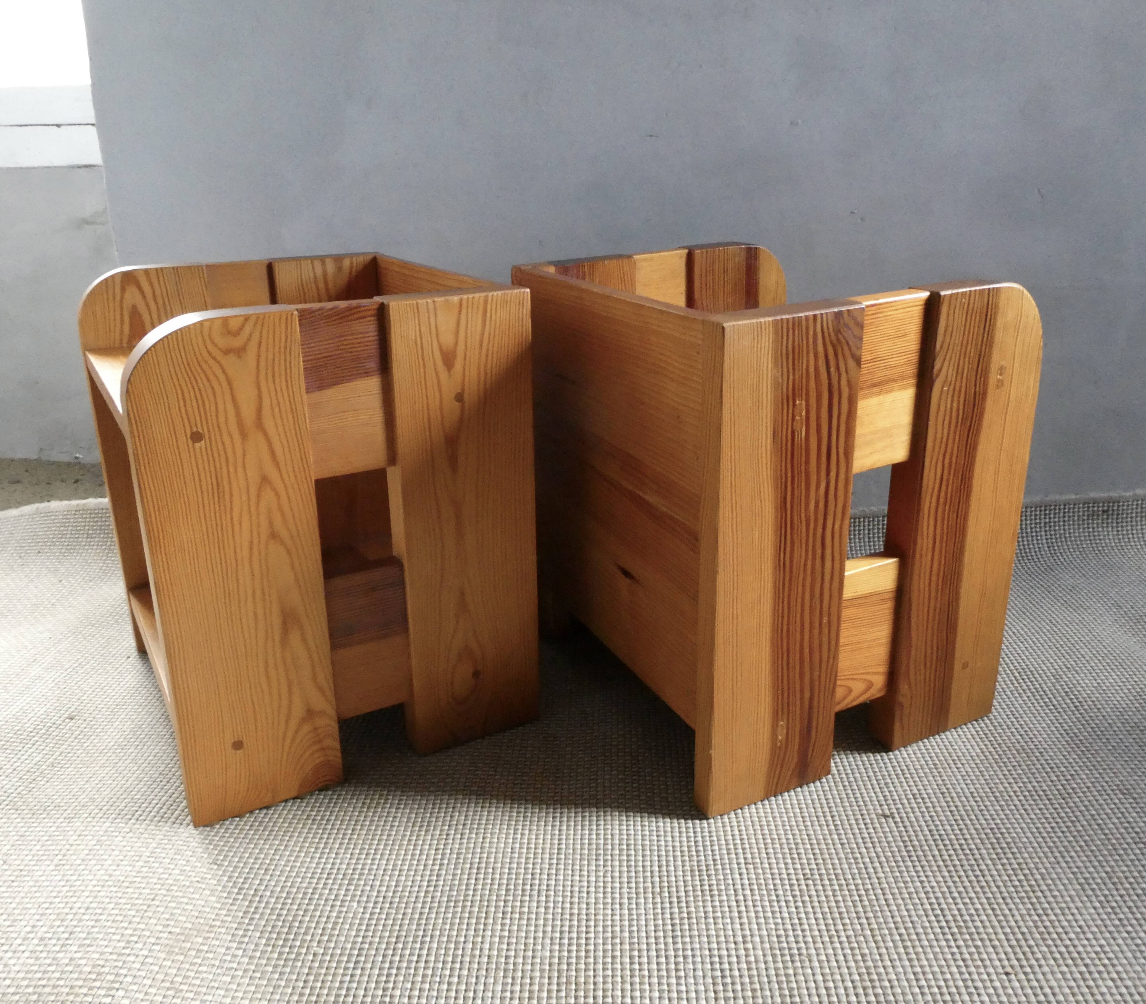 Pair of solid pine bedside tables
