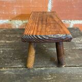 Brutalist Footstool Vintage Chalet Old Solid Wood #D62