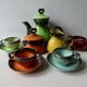 Keraluc Quimper France coffee service, 4 cups