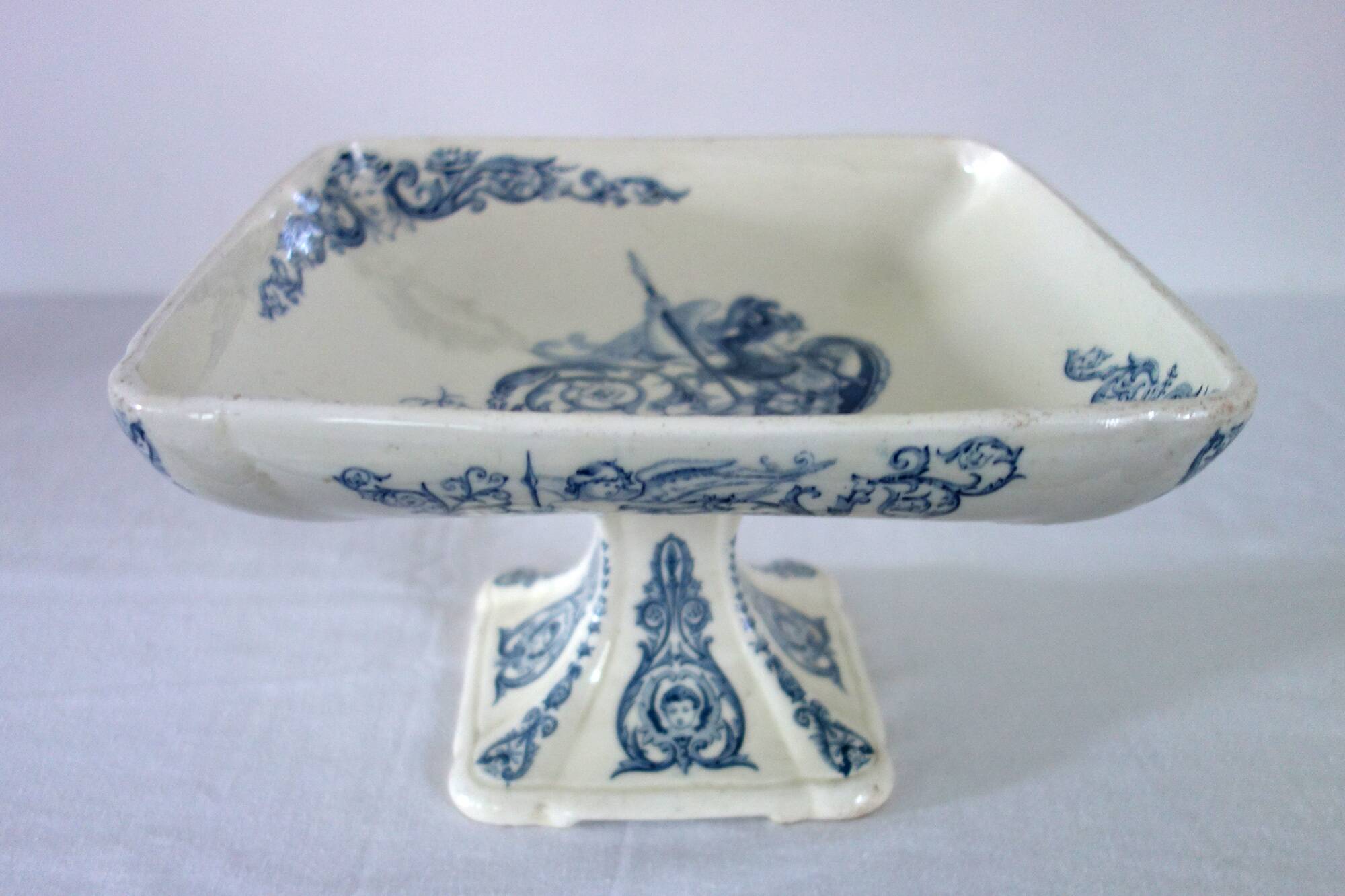 Large Renaissance ironstone compote dish from Clairefontaine JS & Cie, 19th century.