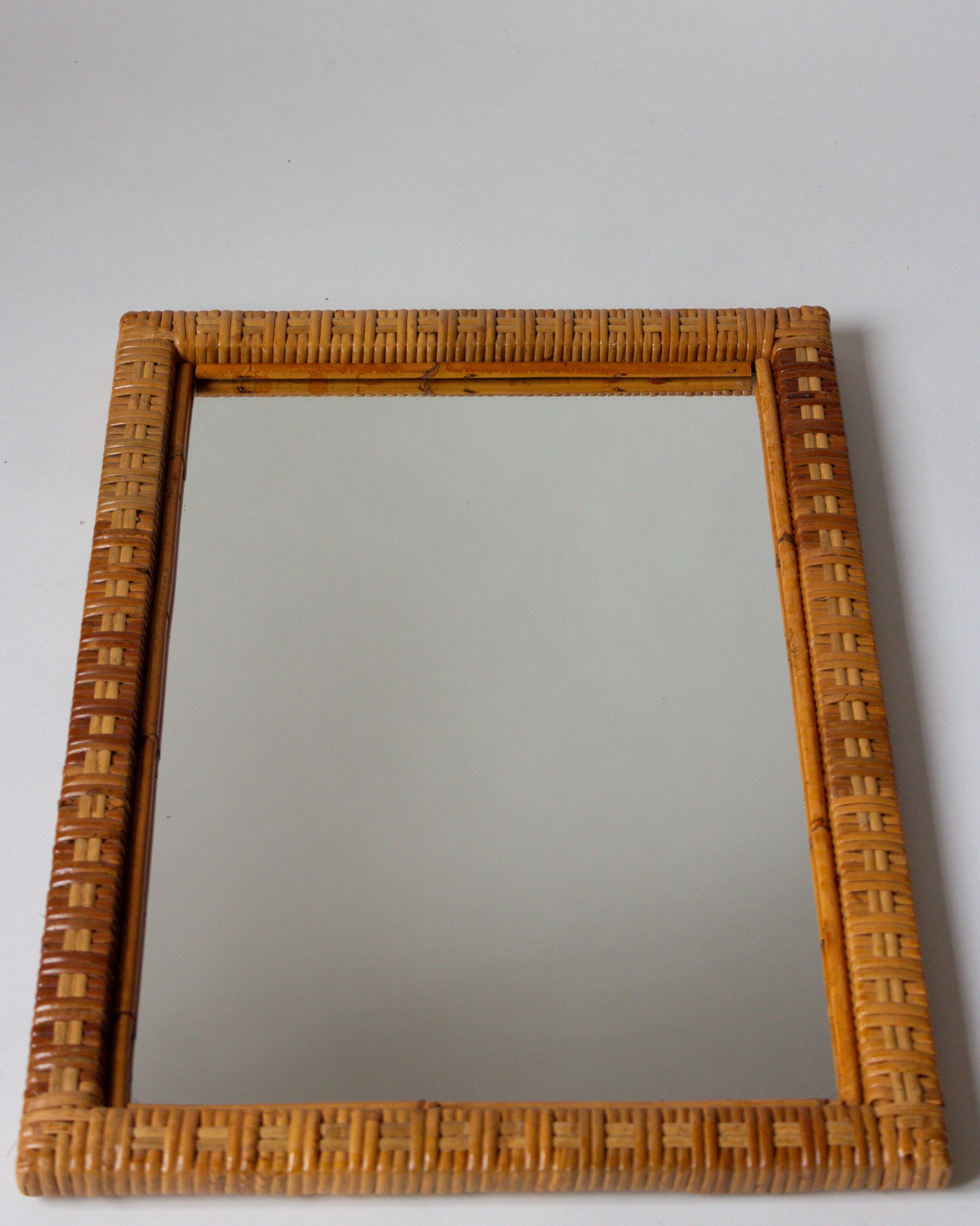 Rattan mirror, 1970s