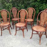 Set of 4 rattan terrace bistro chairs and cannage