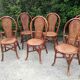 Ensemble de 4 chaises de bistrot terrasse en rotin et cannage