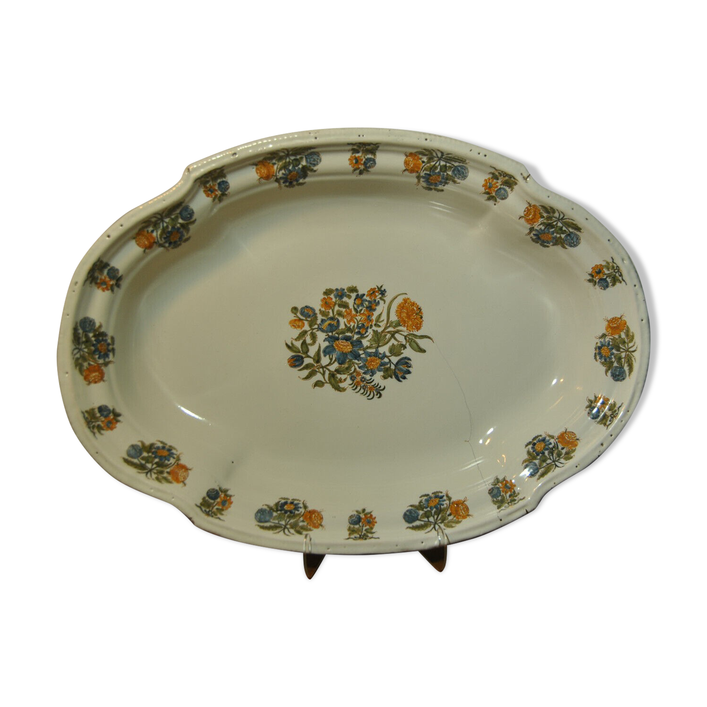 Flat ewer basin earthenware Moustiers Sud France 18th century flower solanée