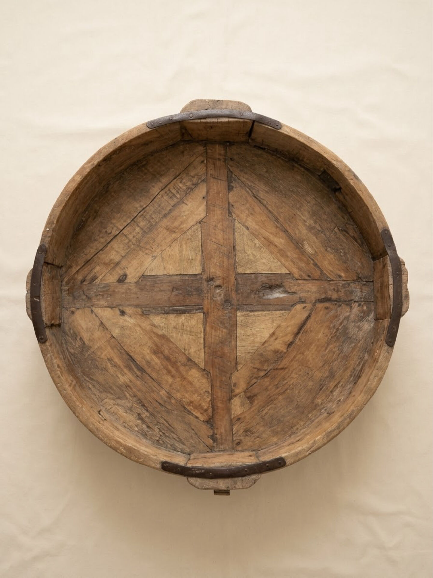 Indian Low Table Chakki Antique, Solid Wood