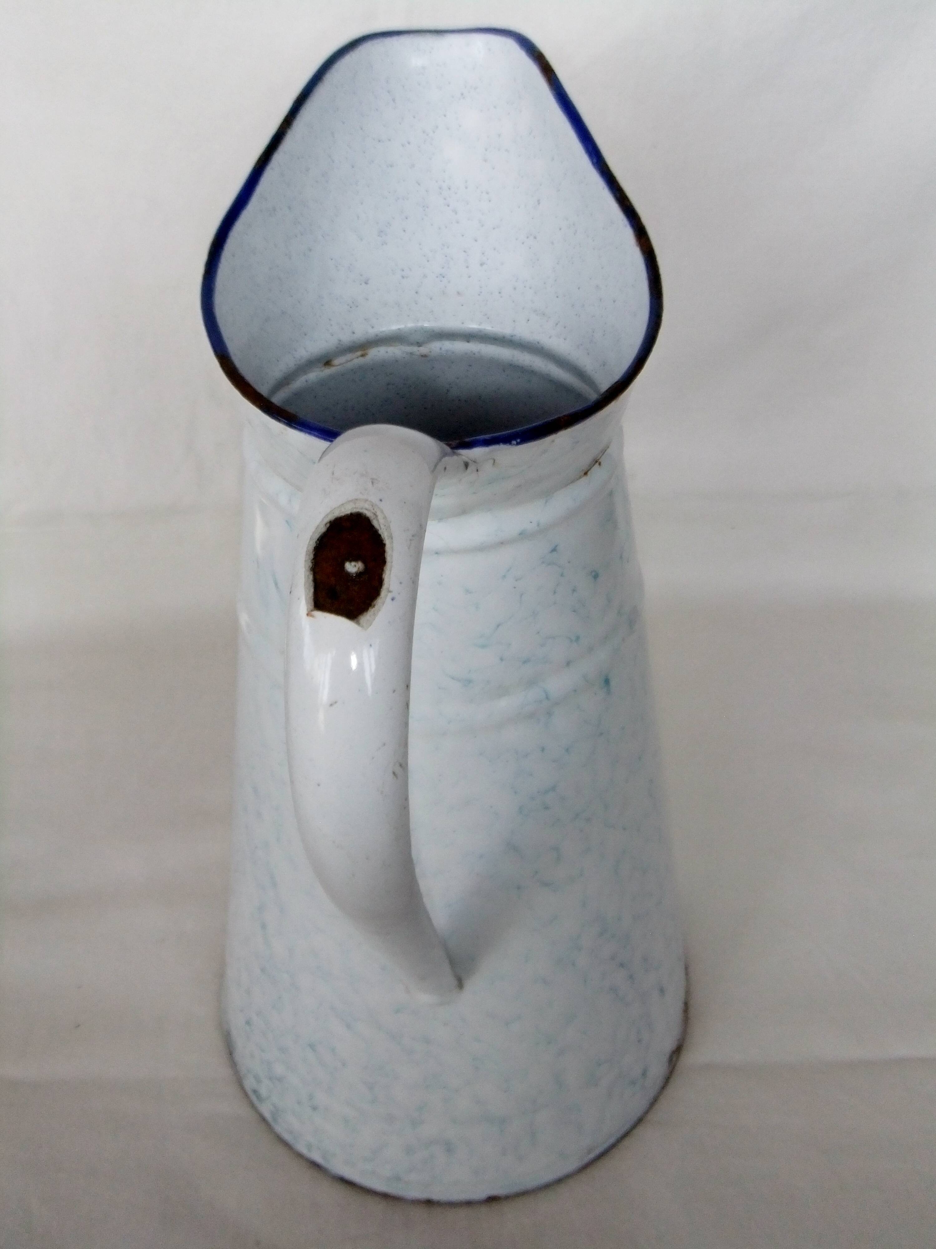 Broc pichet verseuse tôle émaillée seau pot collection 37cm