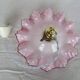 Suspension, abat-jour en verre rose