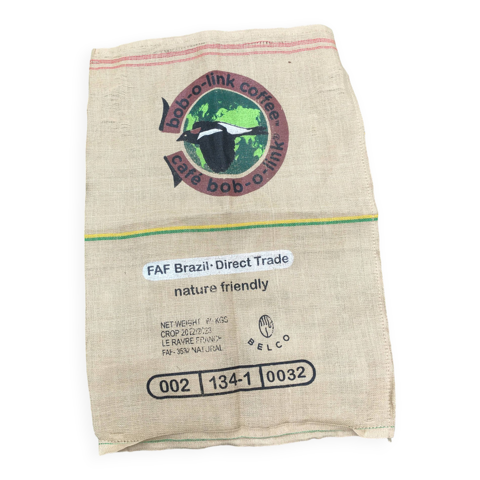 Sac toile de jute burla café Colombie Bob O Link déco maison coussin relooking