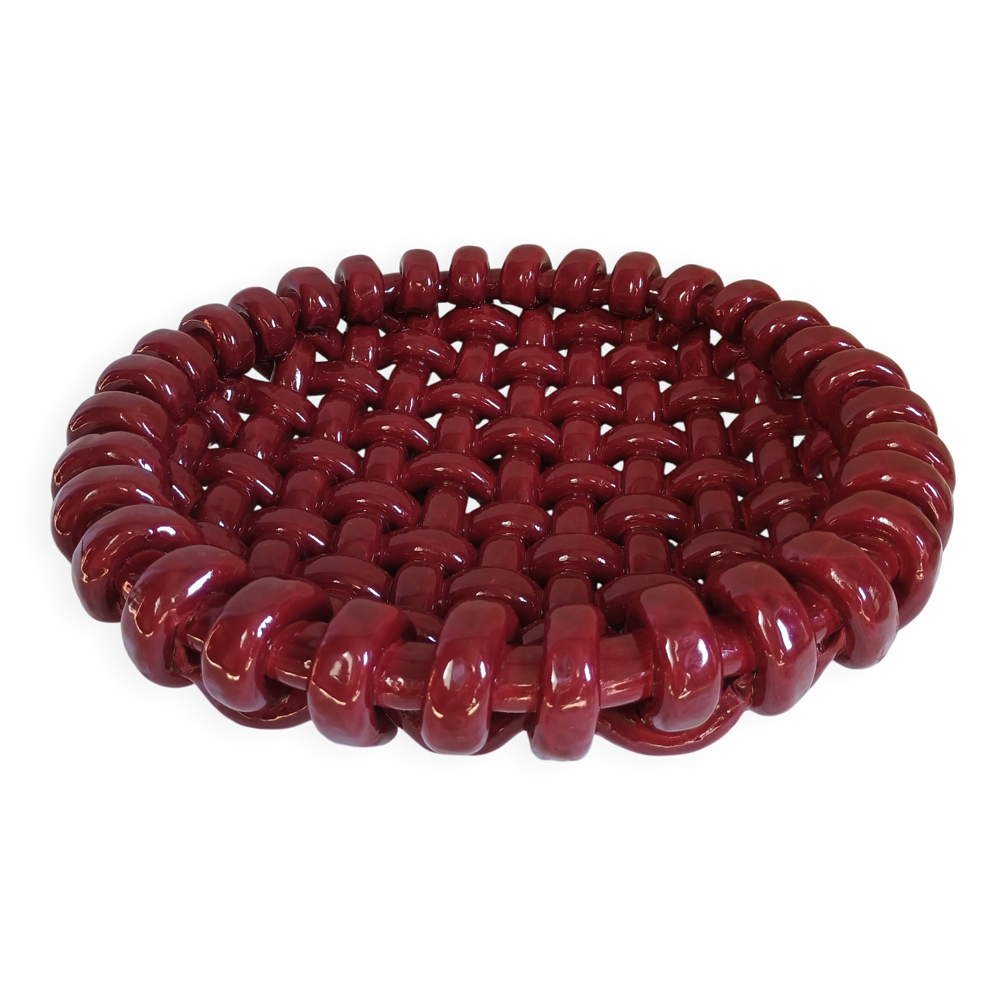 Corbeille à fruits tressée Jérôme Massier Vallauris bordeaux
