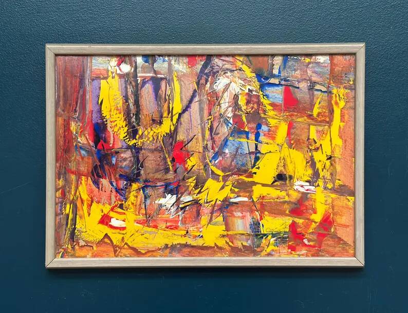 Original Swedish Oil on Panel - 'Komposition' by Daniel Raphaël - Signed - Vintage and Framed - 53 x 38 cm (20.9" x 15")