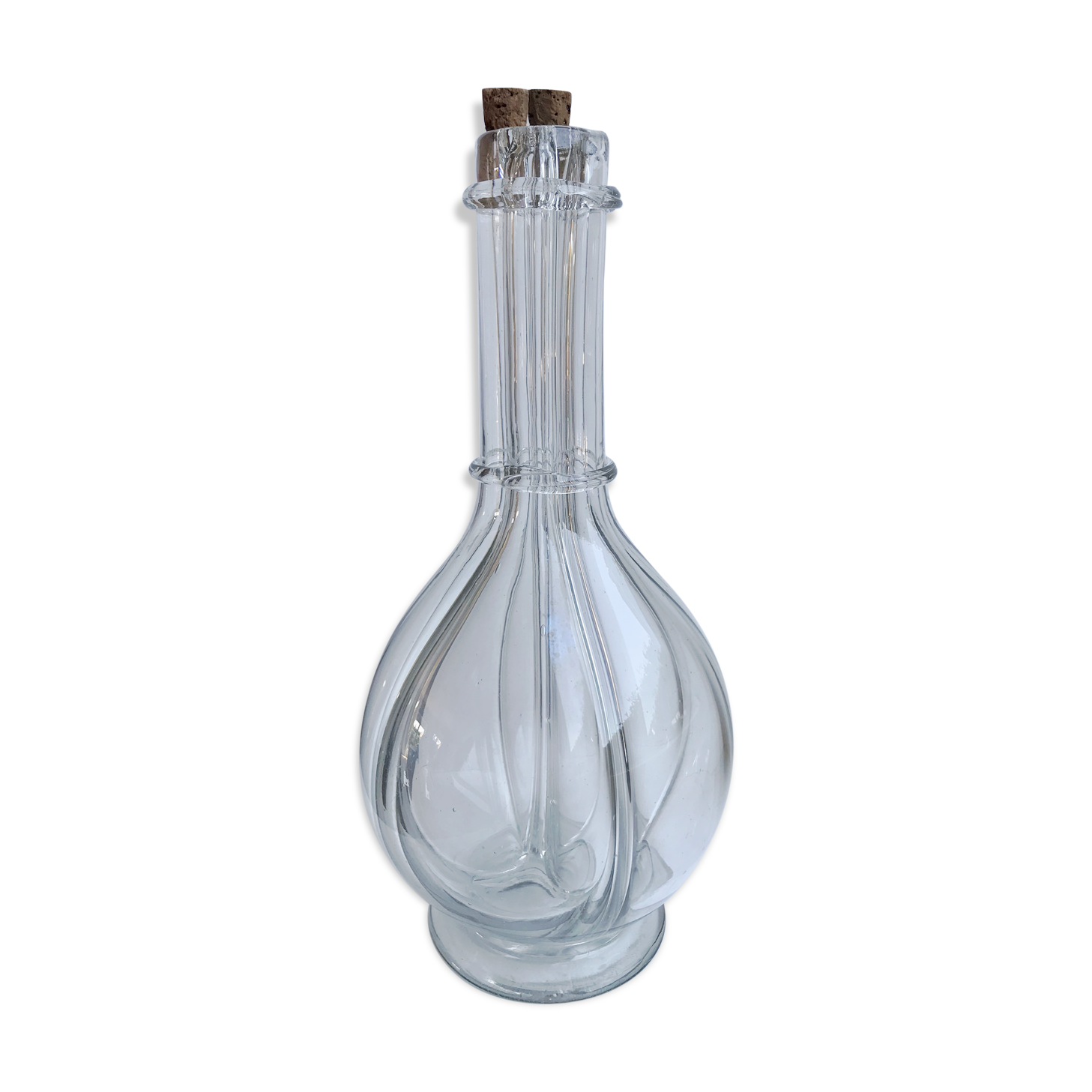 Liquor decanter with molded glass compartments early XXth