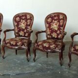 Ensemble de 4 fauteuils Louis Philippe, acajou blond, XIX°