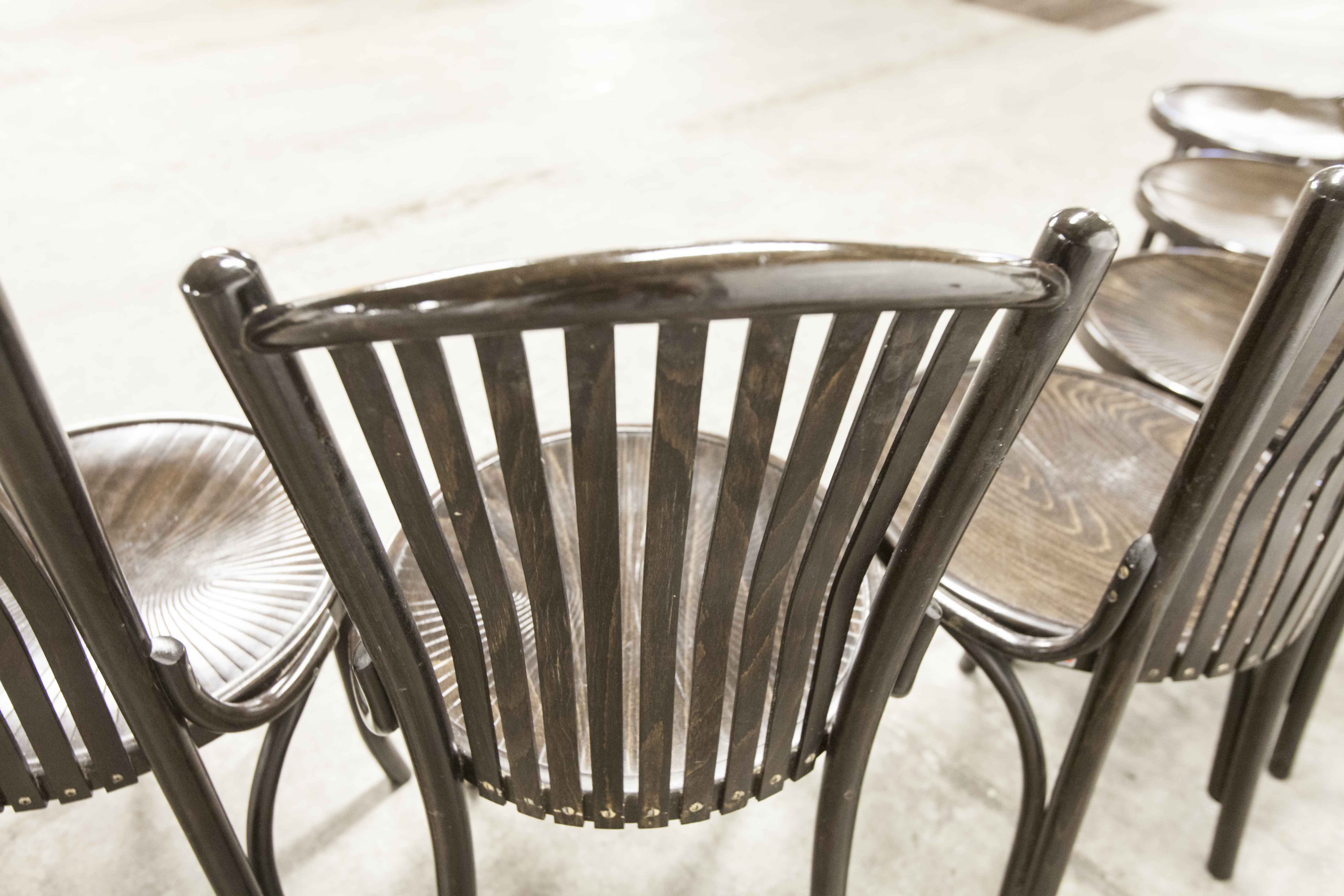 Set of 6 chairs Bistrot Baumann ref 22 curved wood