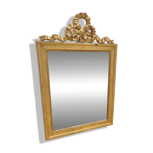 Miroir à fronton de style Louis XVI - Noeud de ruban - Fin XIXe