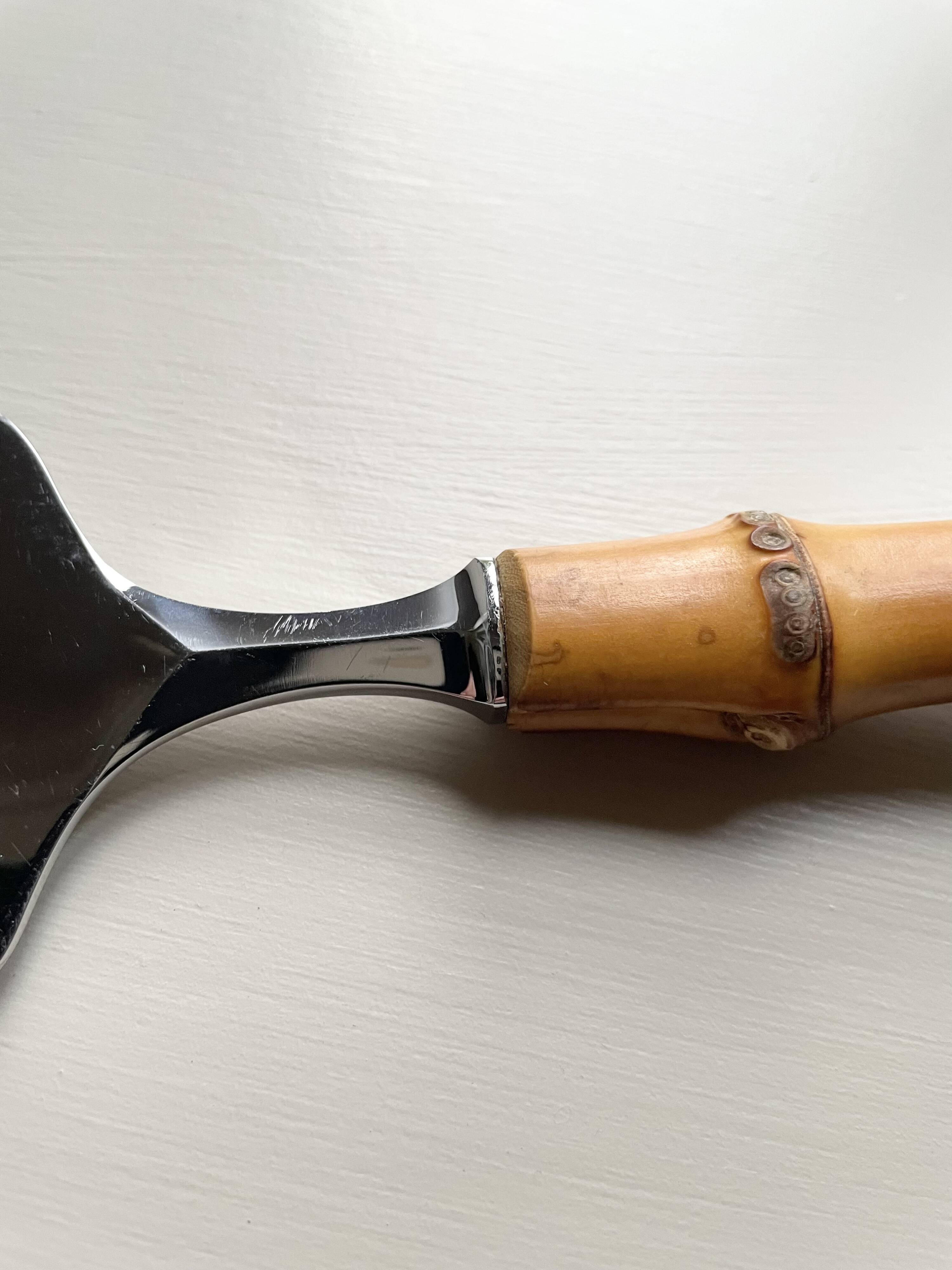Serving cutlery with bamboo handles