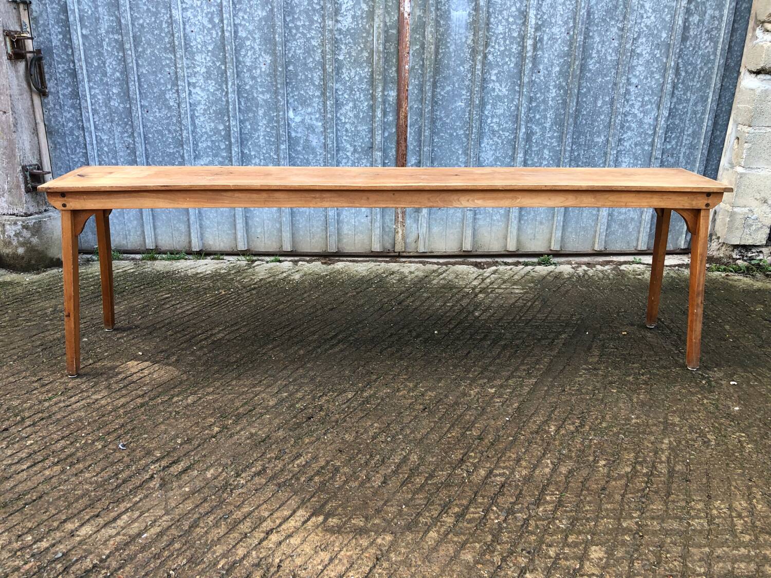 Table console vintage en hêtre massif