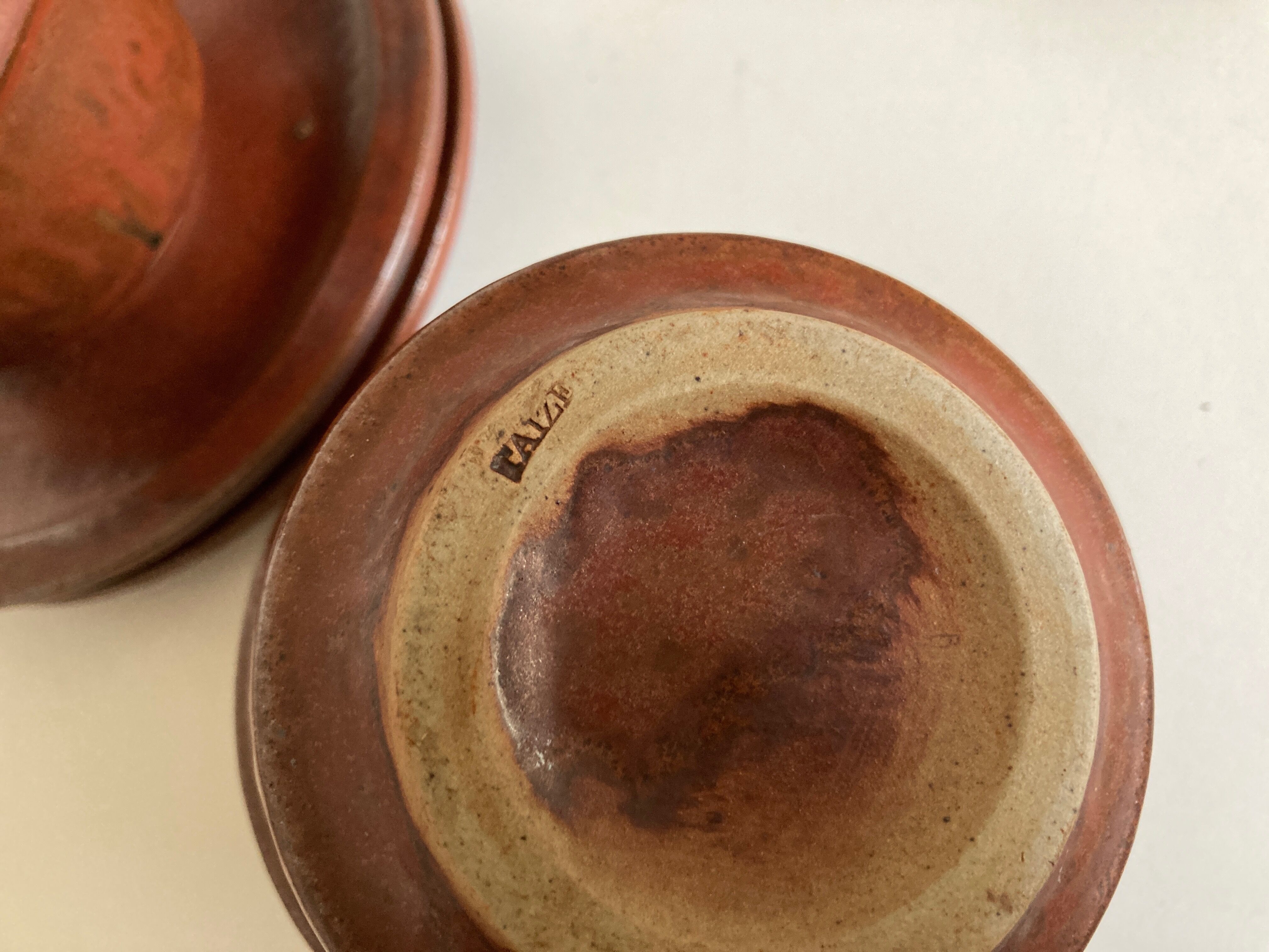 Pair of cups of sandstone lunches Daniel de Montmollin Taizé 1970