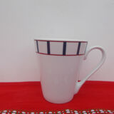 6 blue and red Basque mugs in porcelain