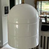 White metal pendant light - 70s/80s suede