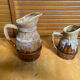 Pair of Barrel-Shaped Pitchers REVOL Flamed Ceramic 1/4 Litre Vintage