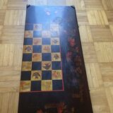Chessboard and backgammon in lacquer and horn