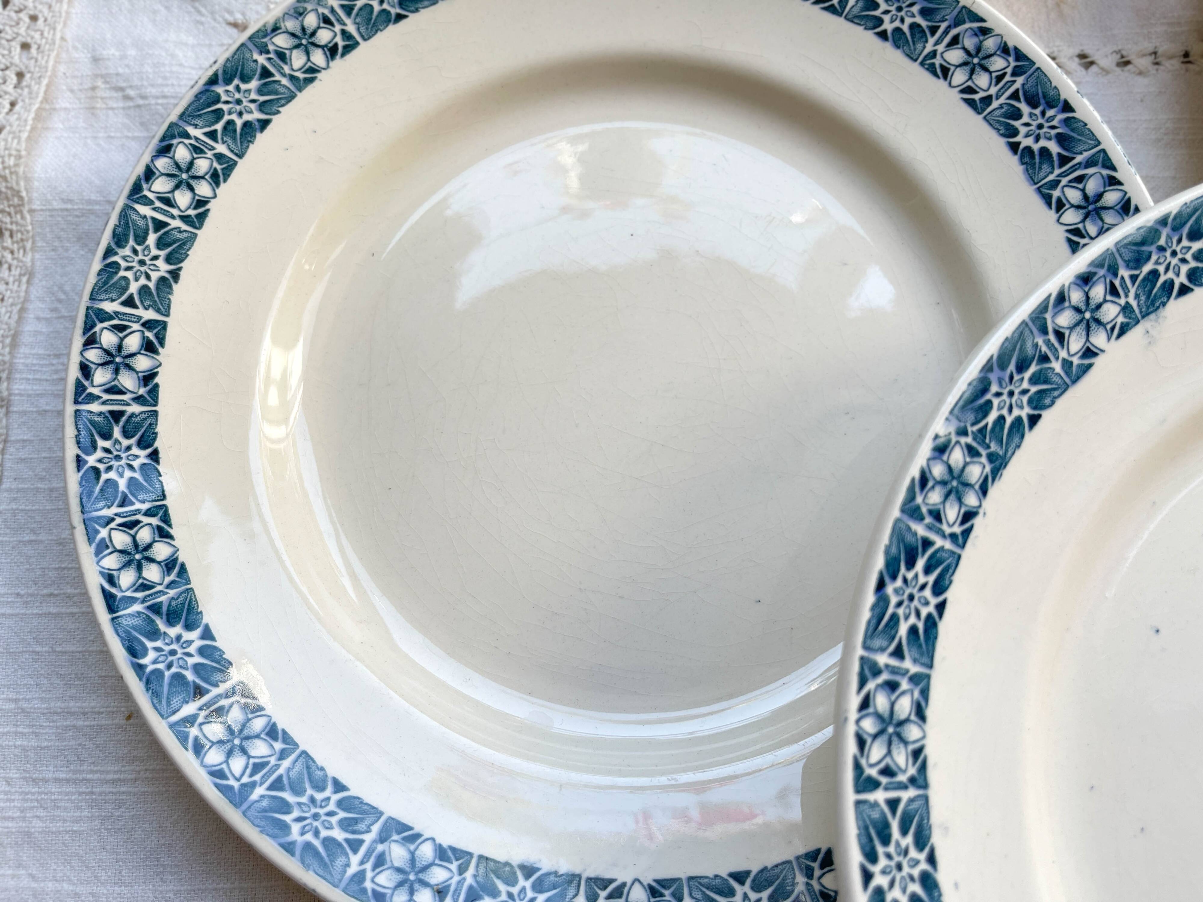 6 Assiettes plates Terre de fer Longchamp modèle René Made in France