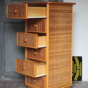 Vintage chest of drawers, Maugrion rattan weekly organizer for Roche Bobois