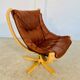 Vintage retro Danish mid-century Skippers cognac leather lounge chair
