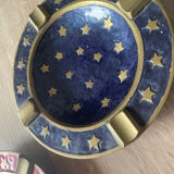 Vintage Pair of Catchall Trays – Solid Brass & Starry Enamel