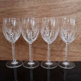 Set of 4 Vintage Etched Crystal Red Wine Glasses